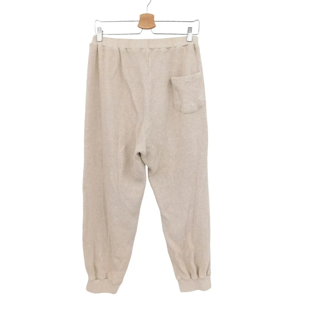 Visus Genderless Waffle Knit Joggers Oatmeal Beige Thermal‎ Sweatpants XS/S